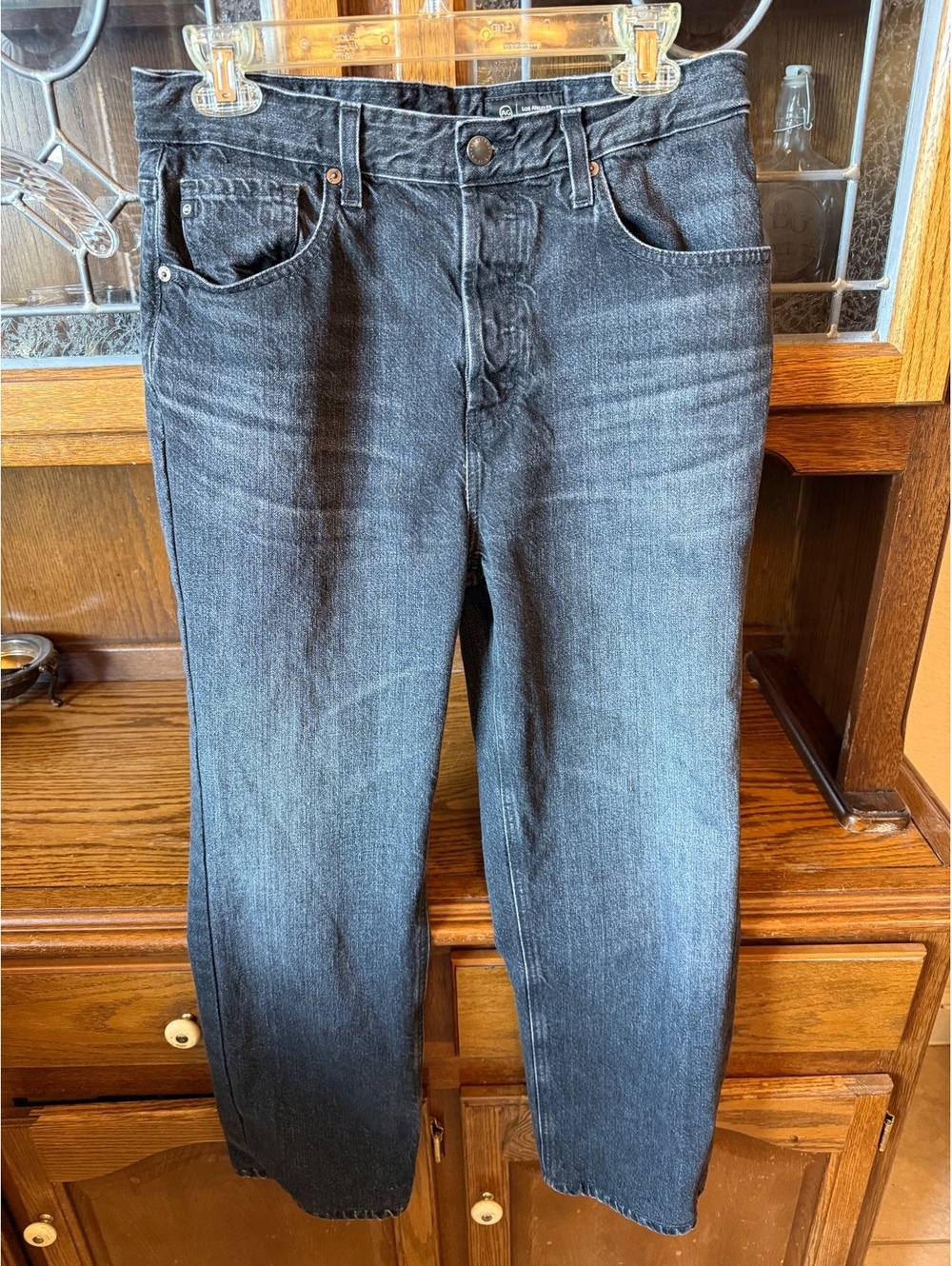 AG Adriano Goldschmied Clove Relaxed Vintage Straight Black Jeans Sz 27